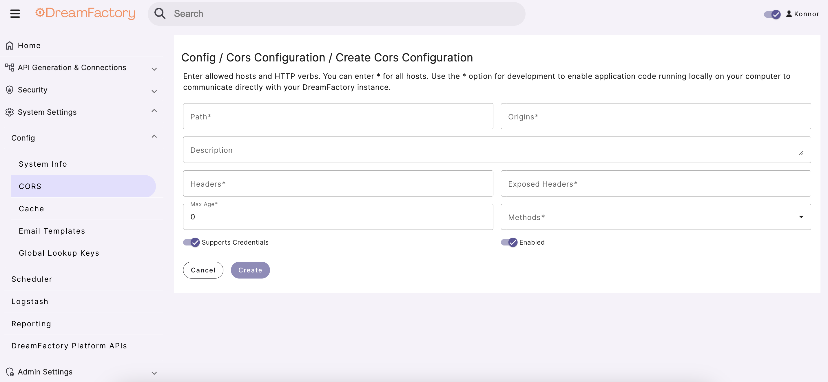cors setting config